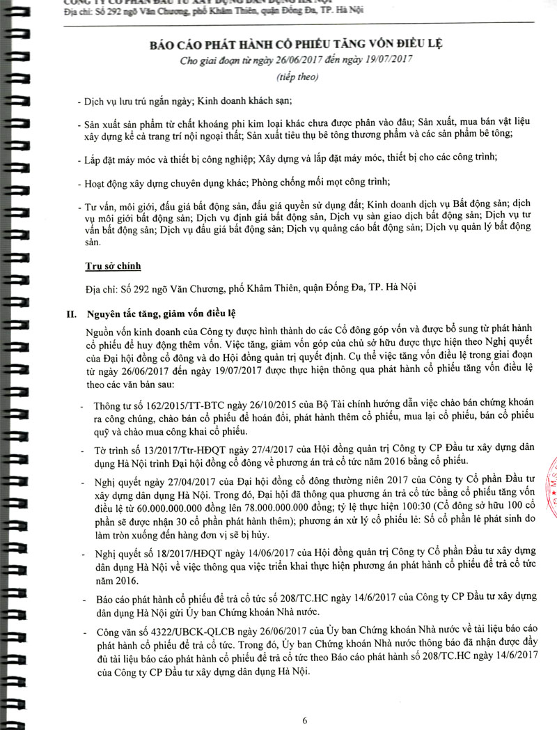 Báo cáo phát hành cổ phiếu tăng vốn điều lệ đã được kiểm toán.