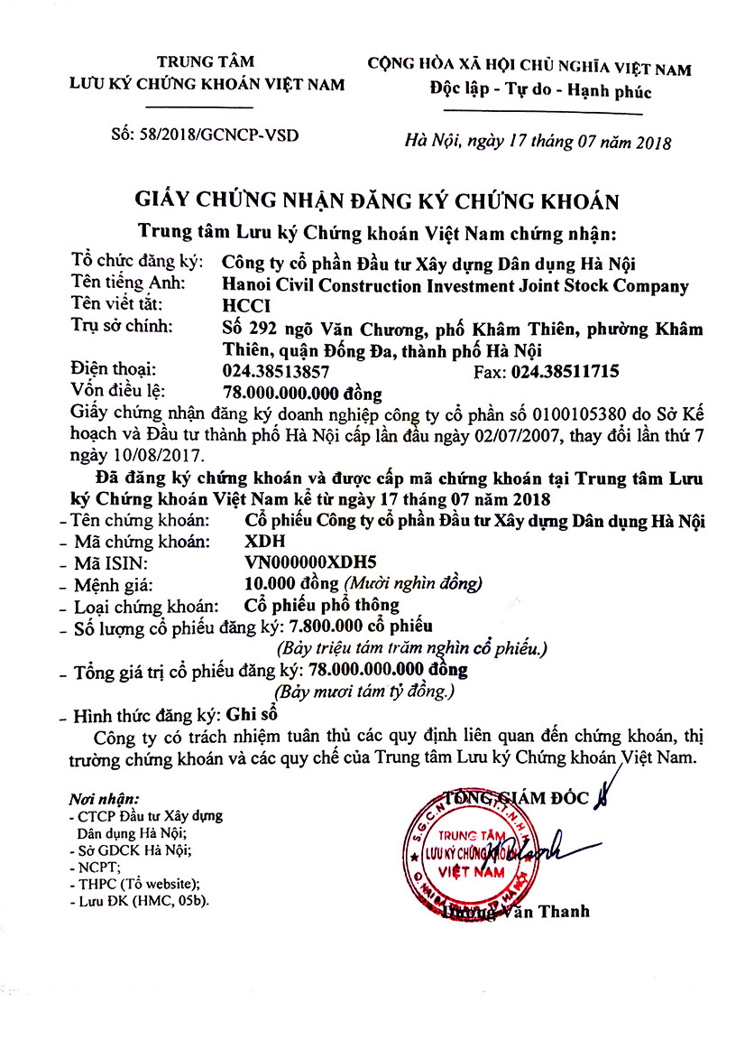 Giấy chứng nhận đăng ký chứng khoán