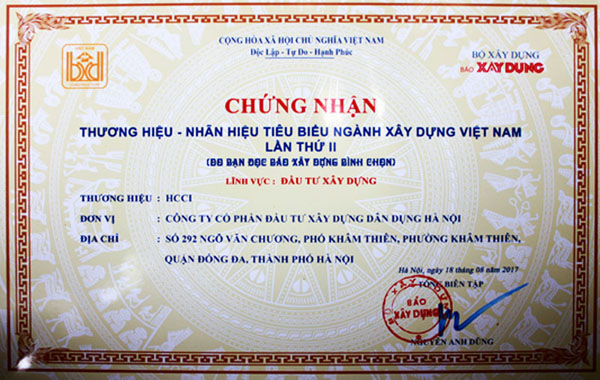 Thương hiệu - Nhãn hiệu tiêu biểu ngành xây dựng Việt Nam (Lần thứ 2 - HCCI)