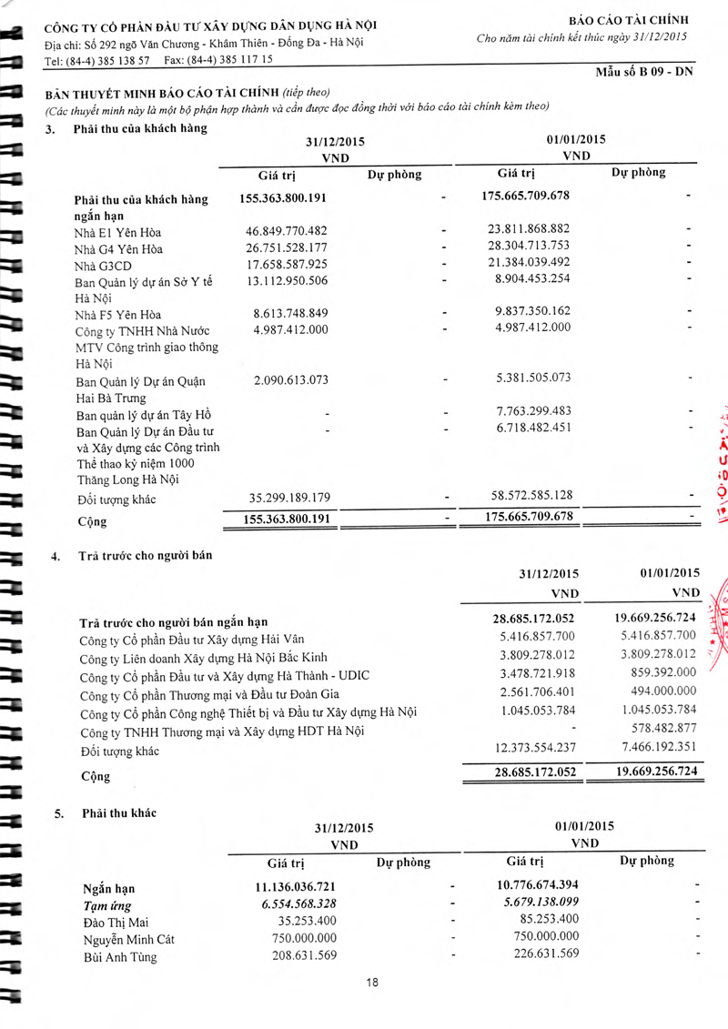Báo cáo tài chính năm 2015