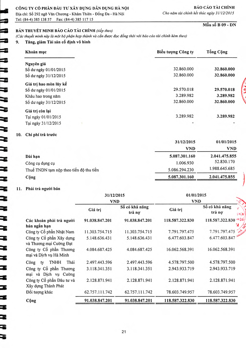 Báo cáo tài chính năm 2015