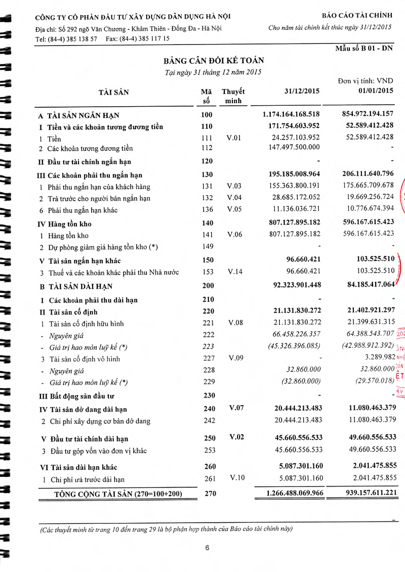 Báo cáo tài chính năm 2015