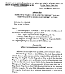 Báo cáo hoạt động của Hội đồng Quản trị nhiệm kỳ 2012-2017 và phương hướng hoạt động nhiệm kỳ 2017-2022