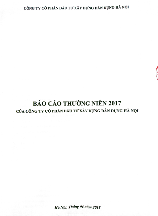 Báo cáo Thường niên 2017 của Công ty Cổ phần Đầu tư Xây dựng Dân dụng Hà Nội