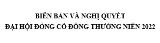 Biên bản và Nghị quyết Đại hội Đồng cổ đông thường niên 2022, báo cáo tổng kết của HĐQT và BKS
